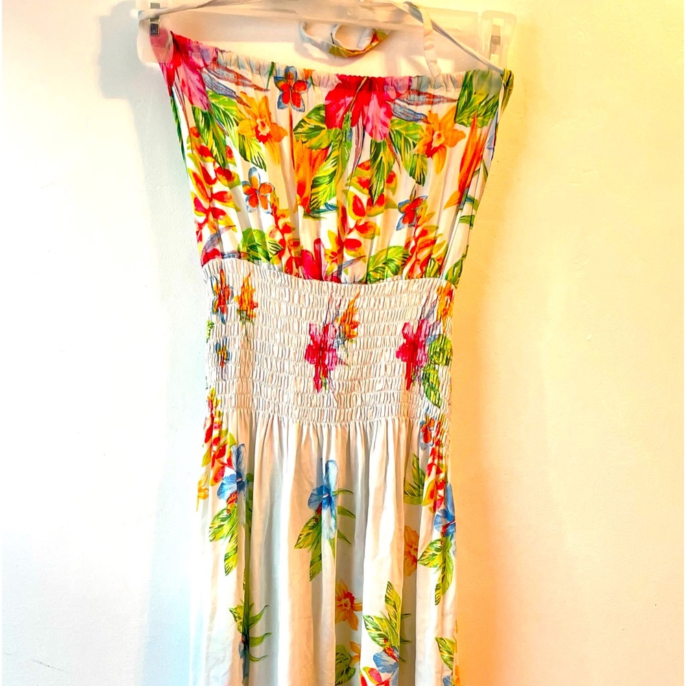 One Size Tropical Maxi Halter Dress